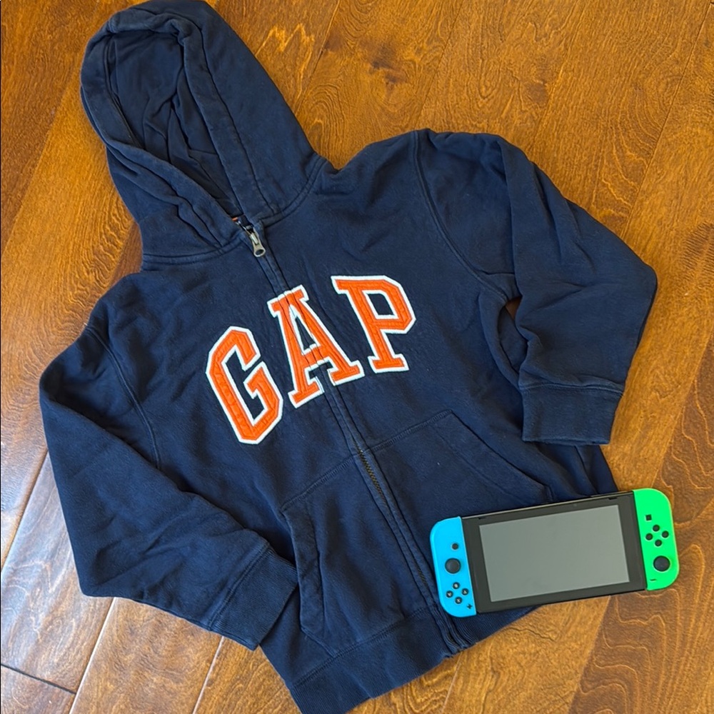 GAP • Navy Hoodie with Orange Logo